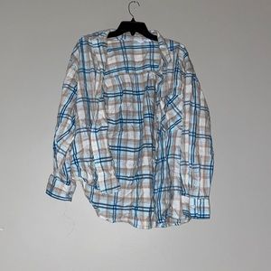 Pastel blue and tan flannel